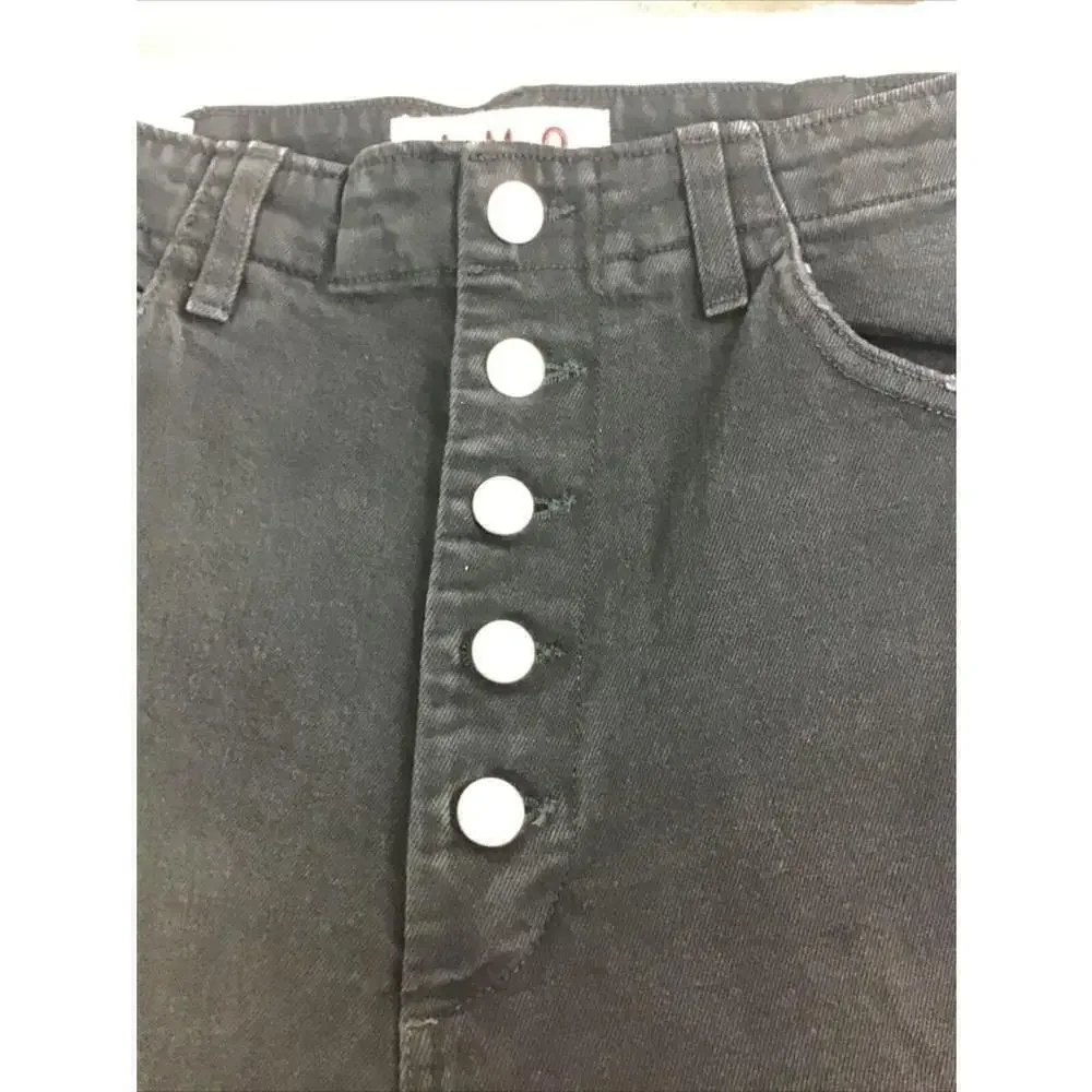 AMO Women’s Size 30 Button Fly Jeans Dock Ultra High-Rise Slim Jeans BLACK